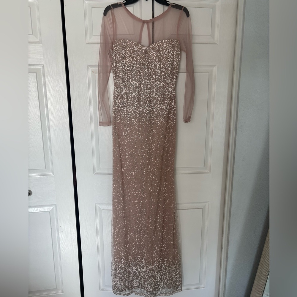 Windsor Blush Long Sleeve Gown with Glitter